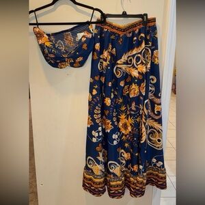 SHEIN Navy Maxi Skirt 2 piece set